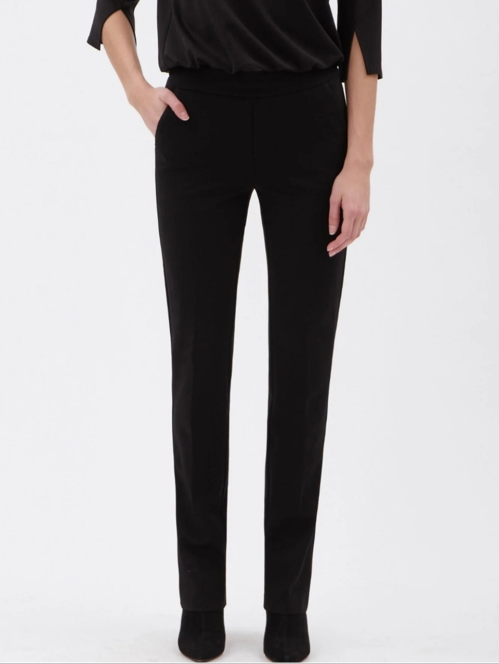 Up! Pants Panto Black Straight Leg Pull On Trousers - Size 4